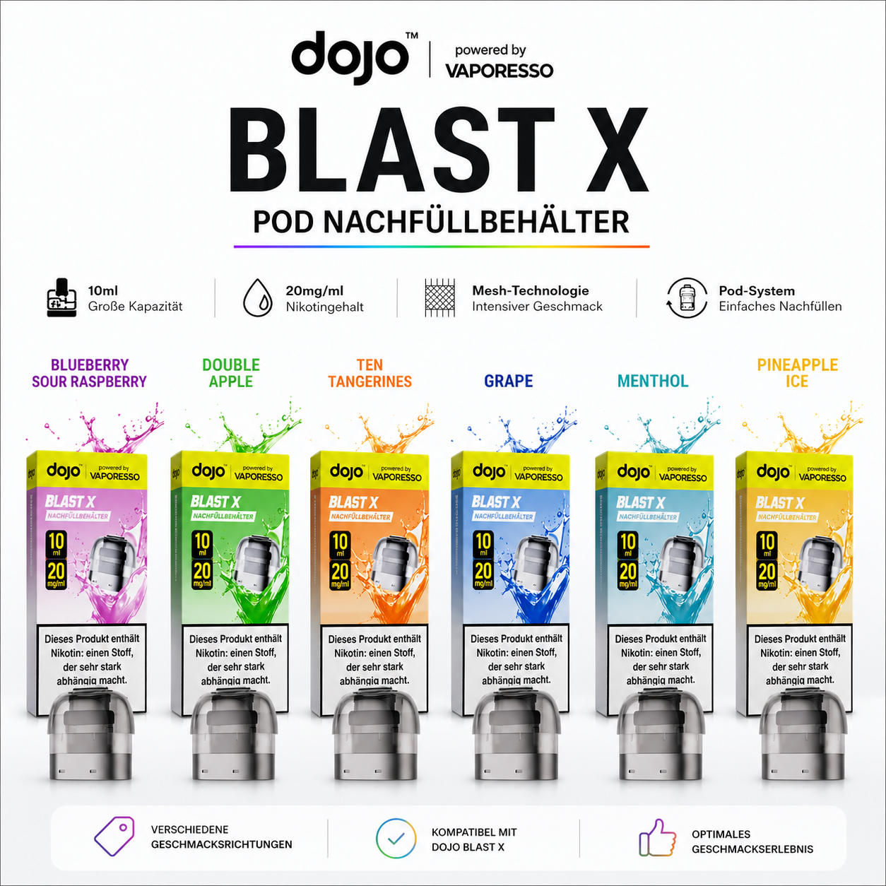 Vaporesso DOJO Blast X Einweg Pod - 20mg Nikotinsalz 10ml